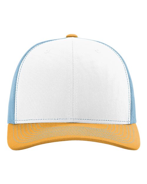 Richardson Snapback Trucker Cap - White/ Columbia Blue/ Yellow
