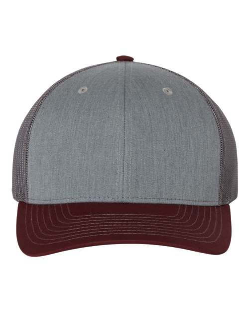 Richardson Snapback Trucker Cap - Heather Grey/ Charcoal/ Maroon