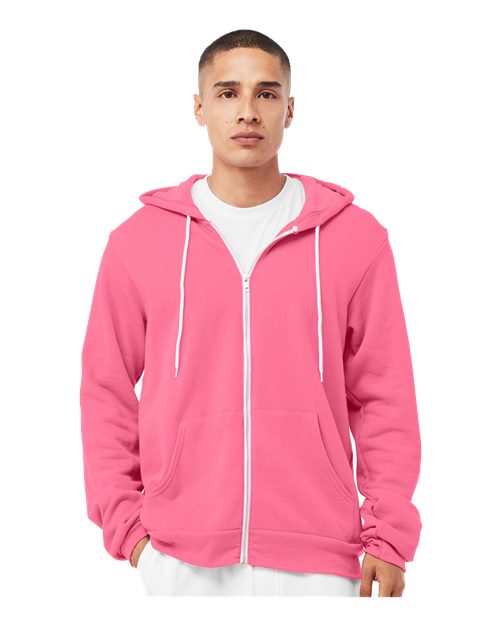 BELLA + CANVAS Sponge Fleece Full-Zip Hoodie - Heather Charity Pink