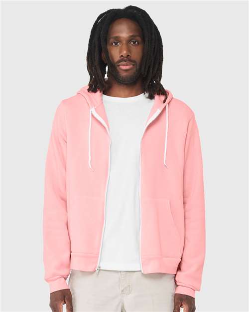 BELLA + CANVAS Sponge Fleece Full-Zip Hoodie - Pink