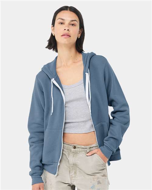 BELLA + CANVAS Sponge Fleece Full-Zip Hoodie - Steel Blue