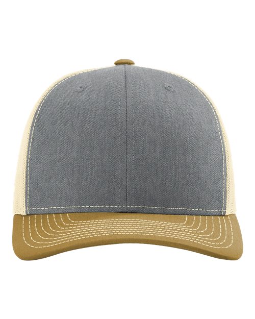 Richardson Snapback Trucker Cap - Heather Grey/ Birch/ Amber Gold