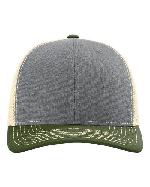 Richardson Snapback Trucker Cap - Heather Grey/ Birch/ Army Olive