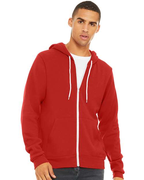 BELLA + CANVAS Sponge Fleece Full-Zip Hoodie - Red