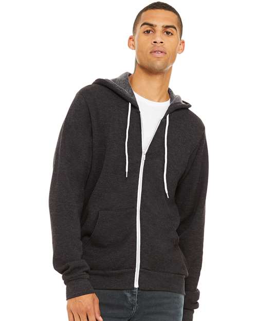 BELLA + CANVAS Sponge Fleece Full-Zip Hoodie - Dark Grey Heather