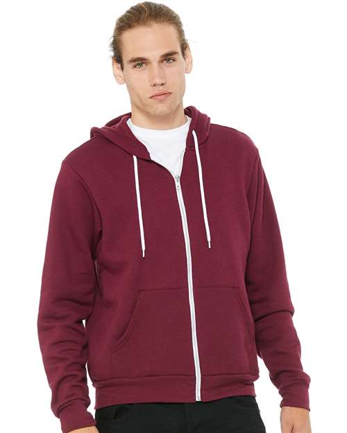 BELLA + CANVAS Sponge Fleece Full-Zip Hoodie - Maroon