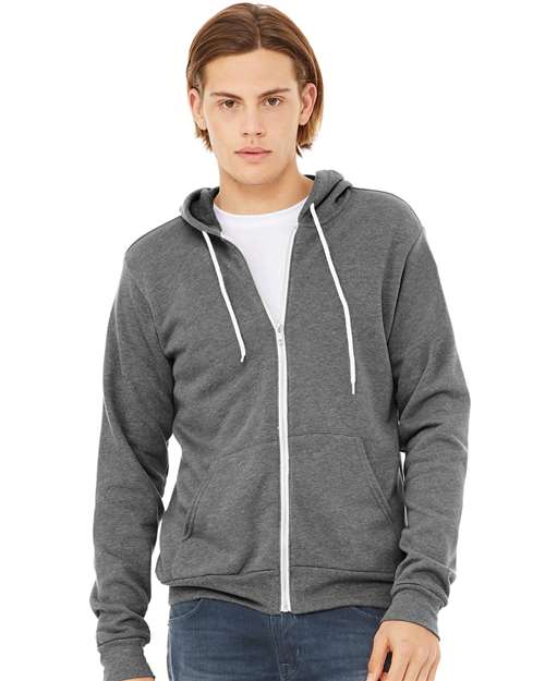 BELLA + CANVAS Sponge Fleece Full-Zip Hoodie - Deep Heather