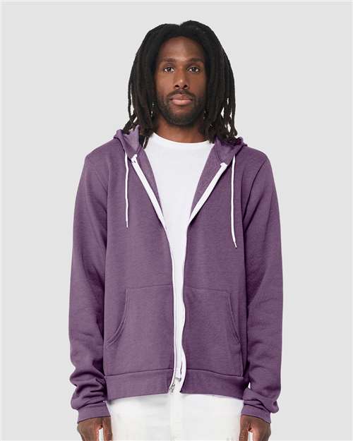 BELLA + CANVAS Sponge Fleece Full-Zip Hoodie - Heather Team Purple