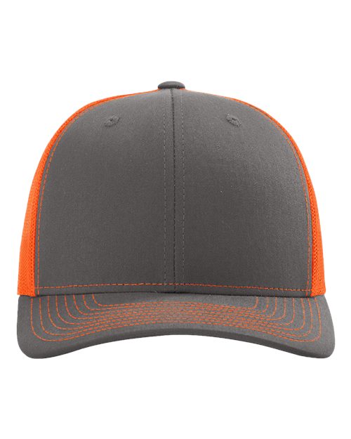 Richardson Snapback Trucker Cap - Charcoal/ Neon Orange