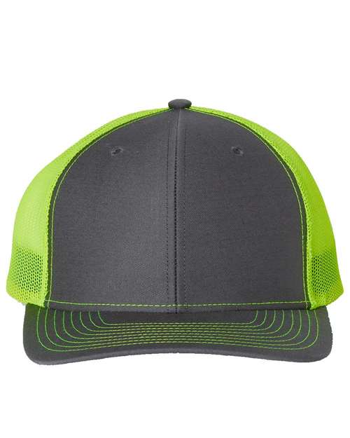 Richardson Snapback Trucker Cap - Charcoal/ Neon Yellow