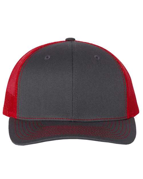 Richardson Snapback Trucker Cap - Charcoal/ Red