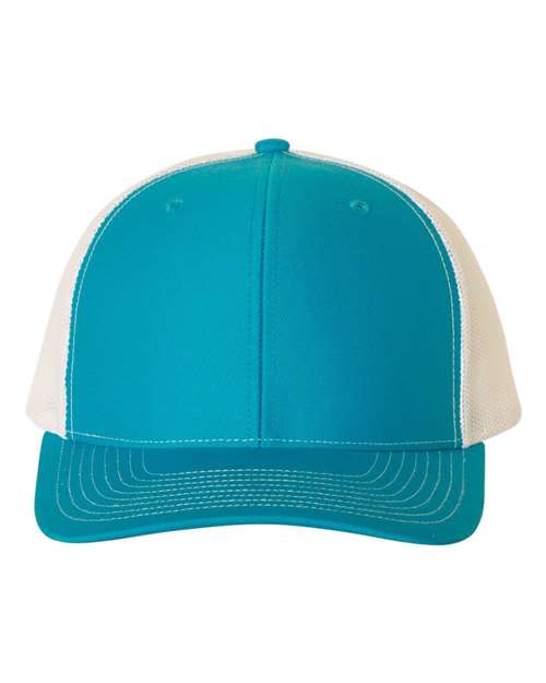 Richardson Snapback Trucker Cap - Cyan/ White