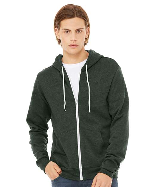 BELLA + CANVAS Sponge Fleece Full-Zip Hoodie - Heather Forest