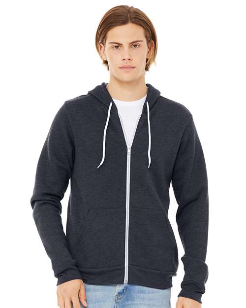 BELLA + CANVAS Sponge Fleece Full-Zip Hoodie - Heather Navy