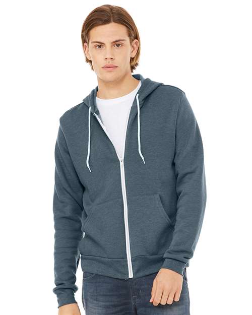 BELLA + CANVAS Sponge Fleece Full-Zip Hoodie - Heather Slate