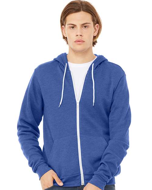 BELLA + CANVAS Sponge Fleece Full-Zip Hoodie - Heather True Royal