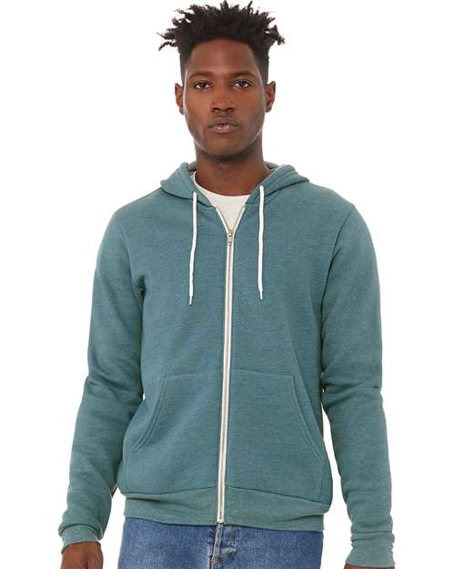 BELLA + CANVAS Sponge Fleece Full-Zip Hoodie - Heather Deep Teal