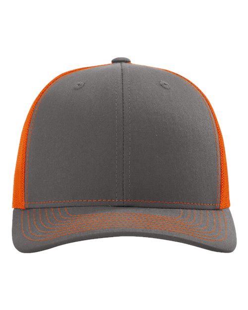 Richardson Snapback Trucker Cap - Charcoal/ Orange