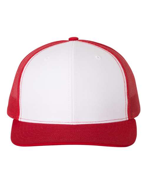 Richardson Snapback Trucker Cap - White/ Red