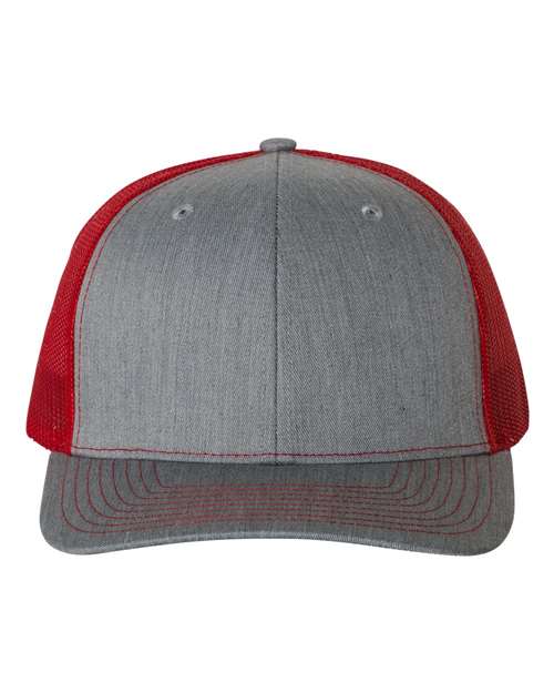 Richardson Snapback Trucker Cap - Heather Grey/ Red