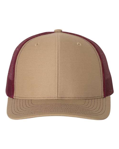 Richardson Snapback Trucker Cap - Khaki/ Burgundy