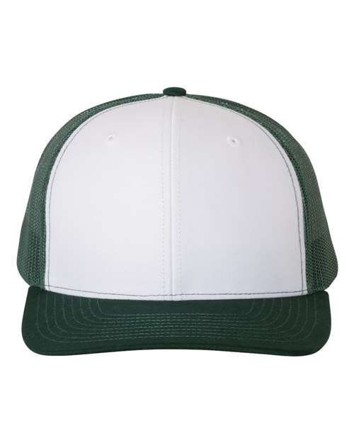 Richardson Snapback Trucker Cap - White/ Dark Green