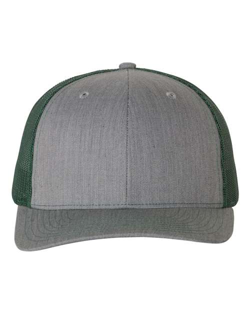 Richardson Snapback Trucker Cap - Heather Grey/ Dark Green
