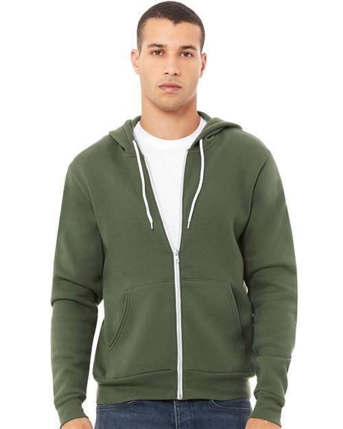 BELLA + CANVAS Sponge Fleece Full-Zip Hoodie - Military Green