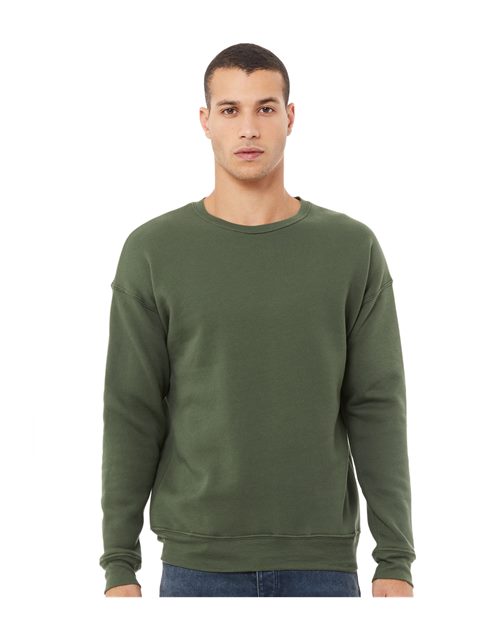 BELLA + CANVAS Sponge Fleece Drop Shoulder Crewneck Sweatshirt - Military Green