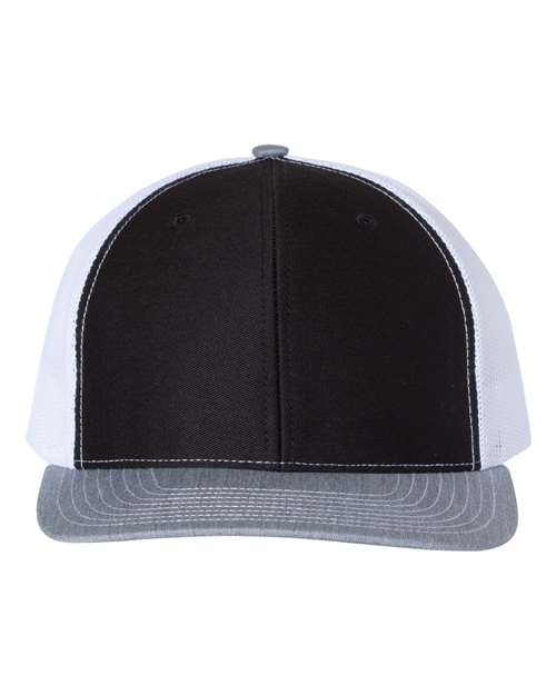 Richardson Snapback Trucker Cap - Black/ White/ Heather Grey