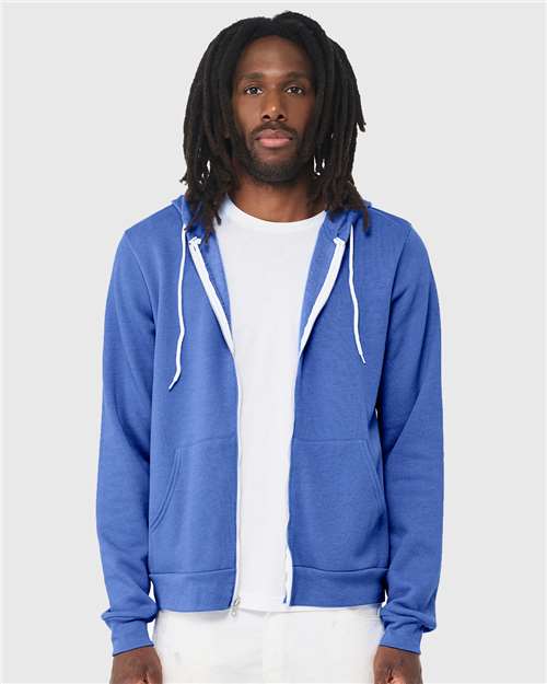 BELLA + CANVAS Sponge Fleece Full-Zip Hoodie - Heather Columbia Blue