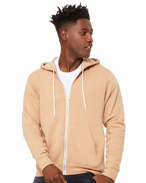 BELLA + CANVAS Sponge Fleece Full-Zip Hoodie - Heather Sand Dune