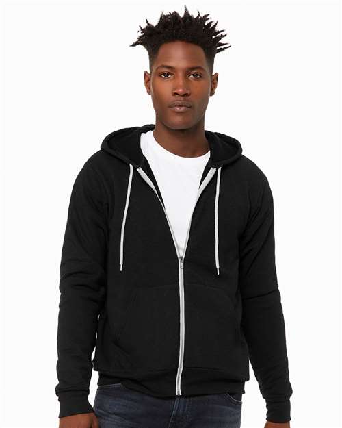 BELLA + CANVAS Sponge Fleece Full-Zip Hoodie - Black Heather