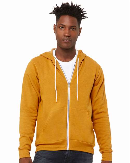 BELLA + CANVAS Sponge Fleece Full-Zip Hoodie - Heather Mustard