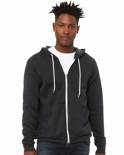 BELLA + CANVAS Sponge Fleece Full-Zip Hoodie - DTG Dark Grey