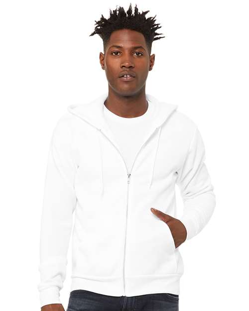 BELLA + CANVAS Sponge Fleece Full-Zip Hoodie - DTG White