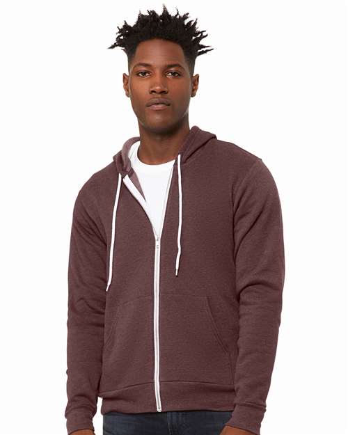 BELLA + CANVAS Sponge Fleece Full-Zip Hoodie - Heather Maroon