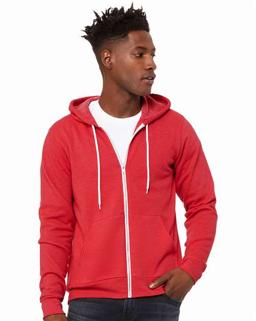 BELLA + CANVAS Sponge Fleece Full-Zip Hoodie - Heather Red