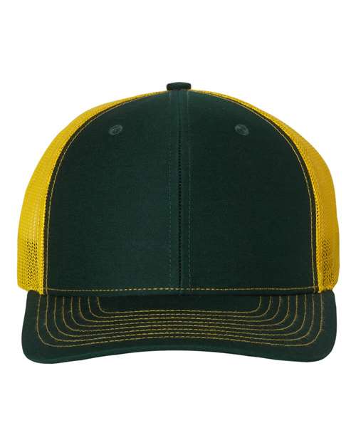 Richardson Snapback Trucker Cap - Dark Green/ Yellow